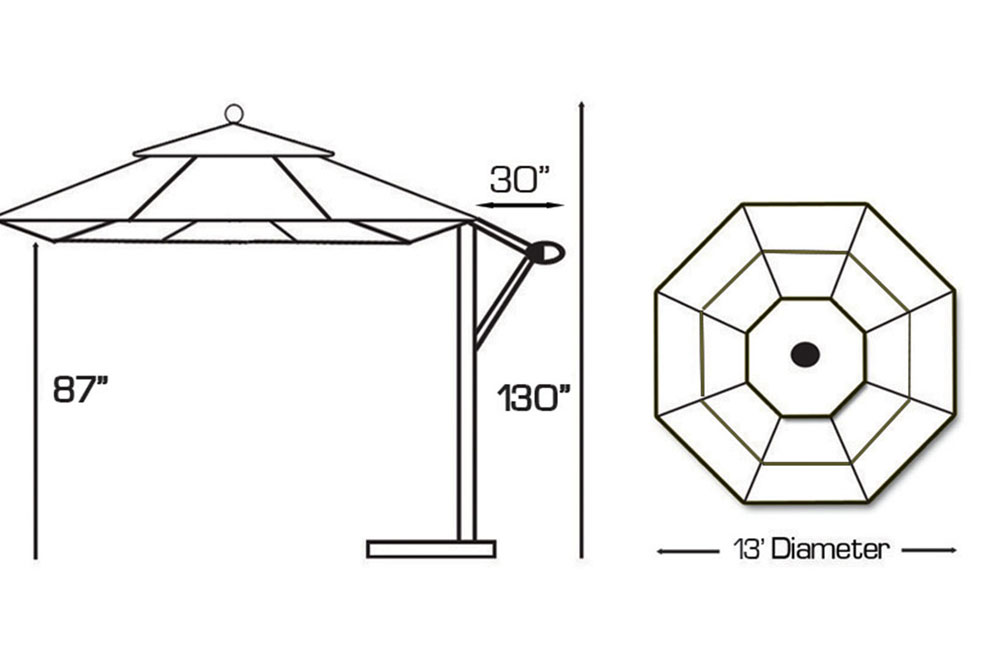 13′ Cantilever Umbrella w/Base by Galtech International